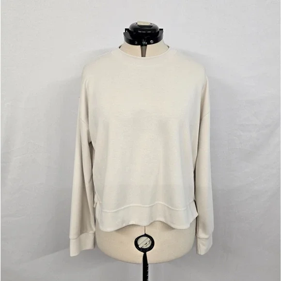 Athleta Super Soft Sweatshirt Women's L Cream Long Sleeve Crew Neck - Picture 1 of 15